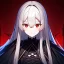 Placeholder: portrait anime vampire, long hair, red eyes, noble black robe, Blood, background Gothic castle, hyper detailed, intricately detailed, gothic, ambiguous lines image, flat dimensional style, flat lines, rough drawing --ar 2:3