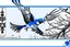 Placeholder: vitrail d'un geai bleu ailes déployées art déco d'après mucha