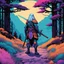 Placeholder: [psychedelic pixel illustration by Andrew MacLean in the comics Head Lopper style with Kupka's colour palette] realistic photo 8k of the one, in the middle of nowhere
