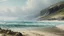 Placeholder: A beach near an ocean and a glacier painted by Henry-Robert Brésil