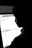 Placeholder: solana king liquidation flush shadow face in a dark room looking at computer oracle of delphi seeing the future in the style of surrealism black and white