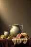 Placeholder: renaissance style still life composite, dish of Raviolis with cow meat, vine cup, olive oil. moisture, art, natural, ornaments, ceramic, marble, high kitchen, smooth, god rays, unreal engine 5, ray tracing, RTX, lumen lighting, ultra detail, volumetric lighting, 3d.