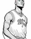 Placeholder: Michael Jordan, b&w line art style fashion, preppy style, simple line art, one line, line art, line drawing style, white background, picture, coloring book style on white background, well composed, clean coloring book page, No dither, no gradient, strong outline, No fill, No solids, vector illustration, –ar 9:11 –v 5