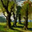 Placeholder: Trees with insects painted by Claude Monet