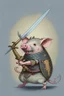 Placeholder: Design of a mouse holding a sword riding on a pig