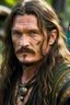 Placeholder: pedro pascal as long haired celtic warrior with tribal tattoos