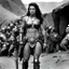 Placeholder: [high res photo by aWilliam S. Burroughs' "The Electronic Revolution" and Jack Kerouac's "On the Road"] the back of the Barbarian female warrior who is ready to fight: In the center of the chamber, looming over everything, is a creature that defies description. Its body is a grotesque amalgamation of flesh and bone, twisted and deformed by some unspeakable evil. Its eyes are burning coals, filled with an insatiable hunger that threatens to consume everything in its path. The beast lets out a bon
