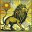 Placeholder: Art deco design of a lion devouring a sun