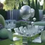 Placeholder: A picture of a modern garden with silver party decoration