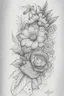 Placeholder: line tattoo design, neo traditional, flower, detailed