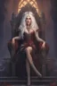 Placeholder: Beautiful white haired Vampire queen on her throne, drawing