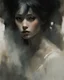 Placeholder: close-up face, portrait painting, vintage, 30 years old, woman,toy doll portrait with black soot on her face, dramatic lighting, skin pots dreamy girl ,dramatic lighting, sharp focus, contrast, art by and Jeremy Mann, digital painting, artstation, concept art