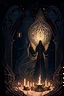 Placeholder: Delve into the mysterious and enigmatic world of the occult with a captivating digital illustration that explores esoteric symbols and mystical elements. Create a scene where an occult practitioner, adorned in intricate robes and surrounded by arcane artifacts, performs a ritual in a dimly lit chamber. The atmosphere is charged with mystical energy, as candles cast flickering shadows and the air is heavy with incense. Intricate sigils and symbols adorn the walls, while ancient grimoires and spel
