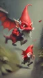 Placeholder: gnome running away from a red dragon