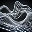 Placeholder: Musical Wave , Sound Wave, (Silver Color) LED network lines , Realistic 3D Render, Macro, mesh, wave network, geometric, Nikon Macro Shot, Kinetic, Fractal, Light Led Points, Generative, Neural, Computer Network, Conections,