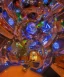 Placeholder: Inside futuristic space ship with Christmas decorations