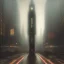 Placeholder: Central Square with a statue and Elevated train, traffic, Gotham city, Neogothic architecture by Jeremy mann,, point perspective