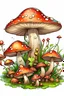 Placeholder: coloring book,Fairy Ring Mushroom ,no background,hd