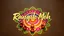 Placeholder: (top front center view of) Title Of the song "Rangilo Moh" written in abstract brush style font with golden color inside a colorful Rangoli on a earthy rustic floor-surface with six diya decorating the rangoli.