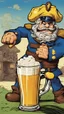 Placeholder: Captain Crunch holding a large glass beer mug