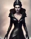 Placeholder: evil queen in black leather gown, busty, cleavage, angry, emperious, 8k resolution concept art portrait by Greg Rutkowski,