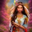 Placeholder: bright native american fairy, beautiful portrait, flowery landscape