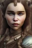 Placeholder: Perfect face Emilia clarke, viking clothes, highly detailed face, highly realistic, dragon, fire, particles