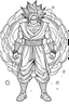 Placeholder: outline art An evolved Goku.Naruto.cinematic lighting, high resolution 3D render art coloring pages with witch, white background, Sketch style, full body, use outline, Mandala style, clean line art, white background, no shadows and clear and well