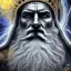 Placeholder: photo realistic, symetrical, centered, ultra detailed, digital art, in center is a portrait of highly detailed greek colossus god zeus surrounded by galaxy codes seeking knowledge, gray beard, crown filled with crystals, detailed face with human skin color, eyes filled with galaxy, dominating colors = gray light blue and dark gold, lightning, smoke,