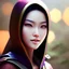 Placeholder: young asian smilling woman, by artist Toma Nguyen, hoodie, concept art, design character