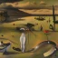 Placeholder: dusk landscape with lake,boat and human body, universe-like Soap Bubble,complex surgical instruments mixed with human body-like musical instruments,minimalism,Painting By Adrian Ghenie, Rene Magritte, Basquiat ,Salvador Dali, Lucian Freud, Jan Van Eyck