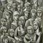 Placeholder: piccasso crowd people cubism gray woman and child