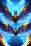 Placeholder: blue phoenix flaming wings, balanced, beautiful, smooth, flying