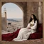 Placeholder: Maria Magdalena in agent provocateur sitting on the edge of her bed in Bethlehem during Jesus' era: tapestry and poetries