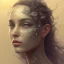 Placeholder: Portrait of beautiful girl, face dept of field,face shining, plant, metal, feathers,central weight average, CWA Dryad, fae, sidhe, ominous, nature, plants, wildflower sparkle,wildflower 3d view, facepaint, dnd character portrait, intricate, oil on canvas, masterpiece, expert, insanely detailed, 4k resolution, retroanime style, cute big circular reflective eyes, cinematic smooth, intricate detail , soft smooth lighting, soft pastel colors, painted Renaissance style,sharp fucus, bokeh,macro lens,