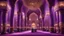 Placeholder: Hyper Realistic Photographic-View of lots of Muslim-Men praying inside a Massively-Huge-Beautifully-Crafted-Purple-&-Maroon Wall-Mosque with detailed-pillars & Garland-Light-Decorations-&-Lamps with dramatic-&-Cinematic-Ambiance at night.