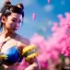 Placeholder: Chun-li underwater with yellow flowers for hair, closed eyes, rtx, reflection, 8k, glow, winning photography, caustics