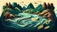 Placeholder: vector graphics, money river