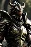 Placeholder: a handsome dragonborn in heavy chain armour