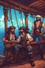 Placeholder: Pirates on a ship, pirates are like ink, stardew valley style