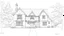Placeholder: A front elevation fine-line pencil drawing of a partially collapsed Tudor fantasy cottage.