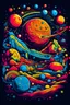 Placeholder: Create a t-shirt design featuring a stunning cosmic scene, with planets, stars, and galaxies. Use vibrant colors and intricate details to make it eye-catching.