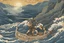 Placeholder: digital painting of the odyssey quest with the mythos cyclops by homer, in the style of hokusai and van gogh