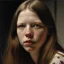 Placeholder: Actress Mia Goth, in 1972,, close up, freckles