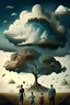 Placeholder: surrealistic picture of some clear weather and some storms and happy family and family tree