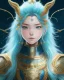 Placeholder: Detailed anime child cat girl, blue hair, dragon scale armour, intricate details, full body portrait, keep head in frame, slight smile, black Japanese motif, concept art, highly detailed, digital painting, concept art, sharp focus, illustration, art by Yoji Shinkawa, WLOP and greg rutkowski and alphonse mucha and artgerm and yanjun Chen and Junji ito and Makoto Shinkai, HDR, octane render, dark background