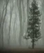 Placeholder: christmas tree in a misty swamp