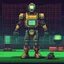 Placeholder: A pixel art cyberpunk version of the best football predictor master pundit soccer master robot