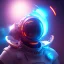 Placeholder: portrait, eternal samurai fusion space suit, floating in space, sun burning bright in background, neon light, 8k, 3d, blender