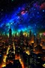 Placeholder: New York City buildings at night in Abstract Fluid, Galaxy nebula